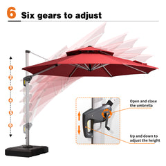 Patio Umbrella Outdoor Round Umbrella Large Cantilever Umbrella Windproof Offset Umbrella Heavy Duty Sun Umbrella