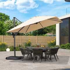 Patio Umbrella Outdoor Cantilever Square Umbrella Aluminum Offset Umbrella with 360-degree Rotation