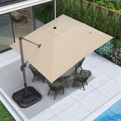 Patio Umbrella Outdoor Cantilever Square Umbrella Aluminum Offset Umbrella with 360-degree Rotation