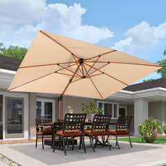 Rectangle Patio Umbrella Wood Pattern Offset Hanging Umbrella Best Sun Umbrella Outdoor Cantilever Umbrella