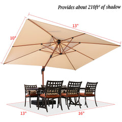 Rectangle Patio Umbrella Wood Pattern Offset Hanging Umbrella Best Sun Umbrella Outdoor Cantilever Umbrella