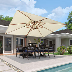 Rectangle Patio Umbrella Wood Pattern Offset Hanging Umbrella Best Sun Umbrella Outdoor Cantilever Umbrella