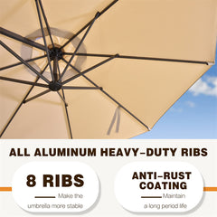 Patio Umbrella Outdoor Cantilever Round Umbrella Aluminum Offset Umbrella with 360-degree Rotation