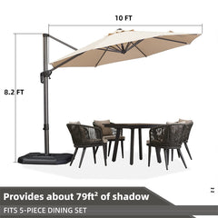 Patio Umbrella Outdoor Cantilever Round Umbrella Aluminum Offset Umbrella with 360-degree Rotation