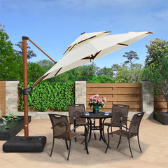 Umbrella Outdoor Round Umbrella Large Cantilever Umbrella Windproof Offset Umbrella Wood Pattern Umbrella