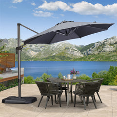 Patio Umbrella Outdoor Cantilever Round Umbrella Aluminum Offset Umbrella with 360-degree Rotation