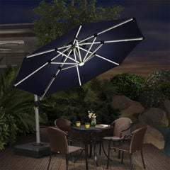 Patio Umbrella With Lights  Large Cantilever Umbrella Outdoor Shade Windproof Offset Umbrella Heavy Duty Sun Umbrella