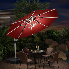 Patio Umbrella With Lights  Large Cantilever Umbrella Outdoor Shade Windproof Offset Umbrella Heavy Duty Sun Umbrella