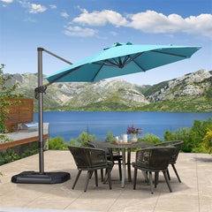 Patio Umbrella Outdoor Cantilever Round Umbrella Aluminum Offset Umbrella with 360-degree Rotation