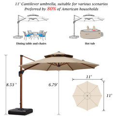 Umbrella Outdoor Round Umbrella Large Cantilever Umbrella Windproof Offset Umbrella Wood Pattern Umbrella