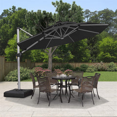 Patio Umbrella With Lights  Large Cantilever Umbrella Outdoor Shade Windproof Offset Umbrella Heavy Duty Sun Umbrella