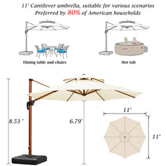 Umbrella Outdoor Round Umbrella Large Cantilever Umbrella Windproof Offset Umbrella Wood Pattern Umbrella