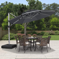 Patio Umbrella With Lights  Large Cantilever Umbrella Outdoor Shade Windproof Offset Umbrella Heavy Duty Sun Umbrella