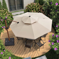 Umbrella Outdoor Round Umbrella Large Cantilever Umbrella Windproof Offset Umbrella Wood Pattern Umbrella