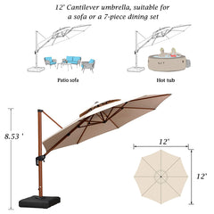 Umbrella Outdoor Round Umbrella Large Cantilever Umbrella Windproof Offset Umbrella Wood Pattern Umbrella