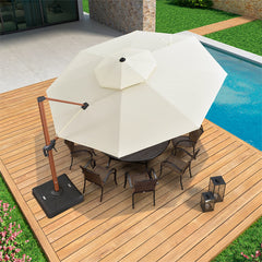 Umbrella Outdoor Round Umbrella Large Cantilever Umbrella Windproof Offset Umbrella Wood Pattern Umbrella