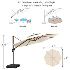 Umbrella Outdoor Round Umbrella Large Cantilever Umbrella Windproof Offset Umbrella Wood Pattern Umbrella