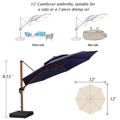 Umbrella Outdoor Round Umbrella Large Cantilever Umbrella Windproof Offset Umbrella Wood Pattern Umbrella