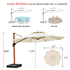 Umbrella Outdoor Round Umbrella Large Cantilever Umbrella Windproof Offset Umbrella Wood Pattern Umbrella