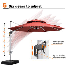 Patio Umbrella Outdoor Round Umbrella Large Cantilever Umbrella Windproof Offset Umbrella Heavy Duty Sun Umbrella