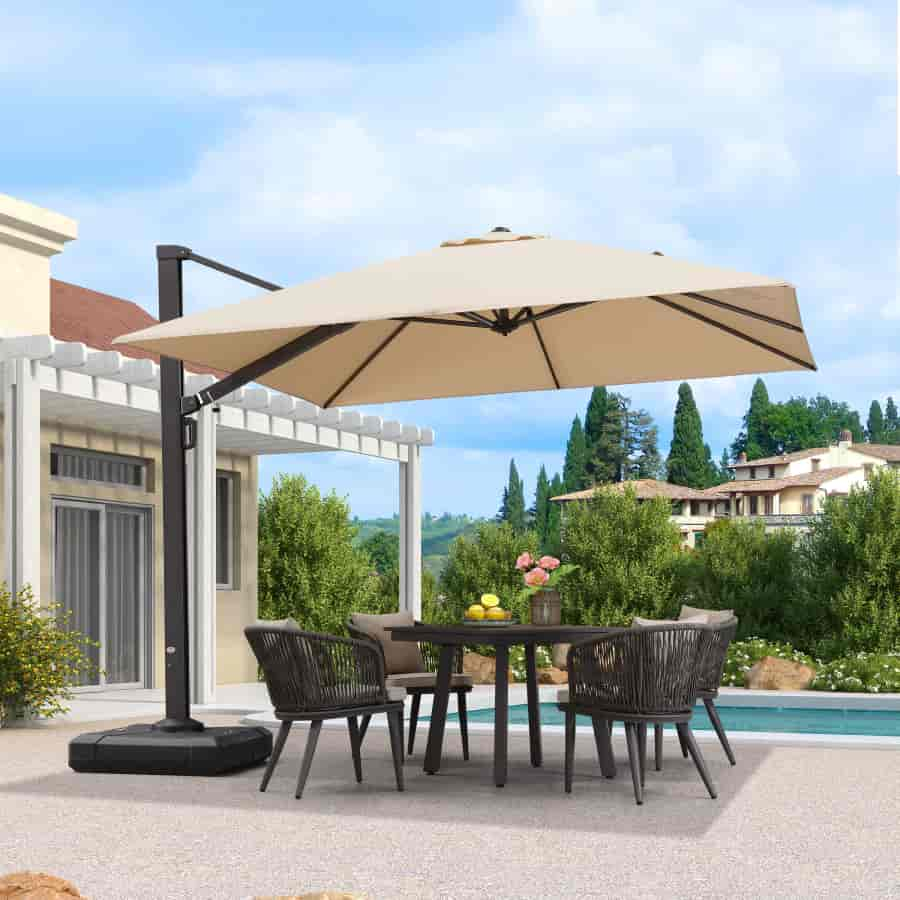 Cantilever Patio Umbrella Large Outdoor Aluminum Offset Shade Sun Umbrella Heavy Duty for Garden Deck Pool