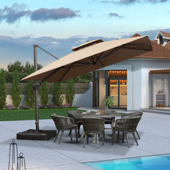 Cantilever Outdoor Umbrellas Large Patio Umbrella Hanging Double Top Offset Umbrella with 360°Rotation Tilting Umbrella Outdoor Patio