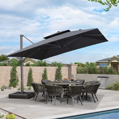 Cantilever Outdoor Umbrellas Large Patio Umbrella Hanging Double Top Offset Umbrella with 360°Rotation Tilting Umbrella Outdoor Patio