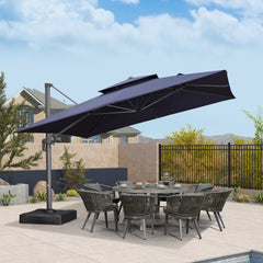 Cantilever Outdoor Umbrellas Large Patio Umbrella Hanging Double Top Offset Umbrella with 360°Rotation Tilting Umbrella Outdoor Patio