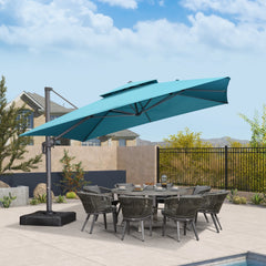 Cantilever Outdoor Umbrellas Large Patio Umbrella Hanging Double Top Offset Umbrella with 360°Rotation Tilting Umbrella Outdoor Patio