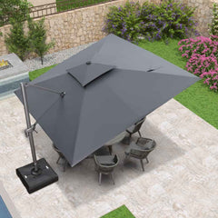 Cantilever Outdoor Umbrellas Large Patio Umbrella Hanging Double Top Offset Umbrella with 360°Rotation Tilting Umbrella Outdoor Patio