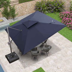 Cantilever Outdoor Umbrellas Large Patio Umbrella Hanging Double Top Offset Umbrella with 360°Rotation Tilting Umbrella Outdoor Patio