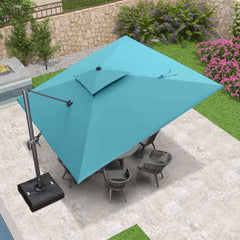 Cantilever Outdoor Umbrellas Large Patio Umbrella Hanging Double Top Offset Umbrella with 360°Rotation Tilting Umbrella Outdoor Patio