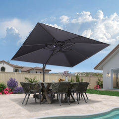 Cantilever Outdoor Umbrellas Large Patio Umbrella Hanging Double Top Offset Umbrella with 360°Rotation Tilting Umbrella Outdoor Patio