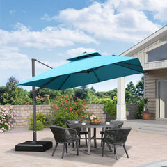 Cantilever Outdoor Umbrellas Large Patio Umbrella Hanging Double Top Offset Umbrella with 360°Rotation Tilting Umbrella Outdoor Patio