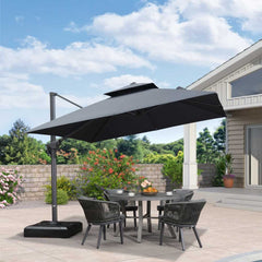 Cantilever Outdoor Umbrellas Large Patio Umbrella Hanging Double Top Offset Umbrella with 360°Rotation Tilting Umbrella Outdoor Patio