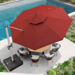 Patio Umbrella Outdoor Round Umbrella Large Cantilever Umbrella Windproof Offset Umbrella Heavy Duty Sun Umbrella