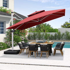 Patio Umbrella Outdoor Square Umbrella Large Cantilever Umbrella Windproof Offset Umbrella Heavy Duty Sun Umbrella