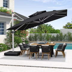 Patio Umbrella Outdoor Square Umbrella Large Cantilever Umbrella Windproof Offset Umbrella Heavy Duty Sun Umbrella