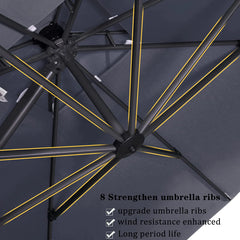 Cantilever Outdoor Umbrellas Large Patio Umbrella Hanging Double Top Offset Umbrella with 360°Rotation Tilting Umbrella Outdoor Patio