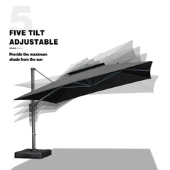 Cantilever Outdoor Umbrellas Large Patio Umbrella Hanging Double Top Offset Umbrella with 360°Rotation Tilting Umbrella Outdoor Patio