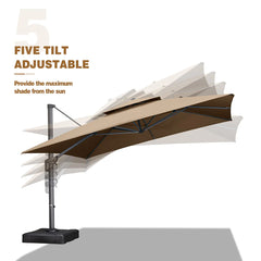 Cantilever Outdoor Umbrellas Large Patio Umbrella Hanging Double Top Offset Umbrella with 360°Rotation Tilting Umbrella Outdoor Patio