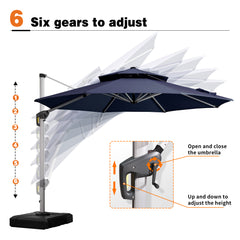 Patio Umbrella Outdoor Round Umbrella Large Cantilever Umbrella Windproof Offset Umbrella Heavy Duty Sun Umbrella