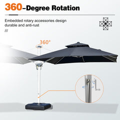 Patio Umbrella Outdoor Square Umbrella Large Cantilever Umbrella Windproof Offset Umbrella Heavy Duty Sun Umbrella