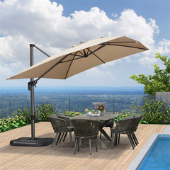 Patio Umbrella Outdoor Cantilever Square Umbrella Aluminum Offset Umbrella with 360-degree Rotation