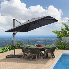 Patio Umbrella Outdoor Cantilever Square Umbrella Aluminum Offset Umbrella with 360-degree Rotation