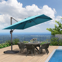 Patio Umbrella Outdoor Cantilever Square Umbrella Aluminum Offset Umbrella with 360-degree Rotation