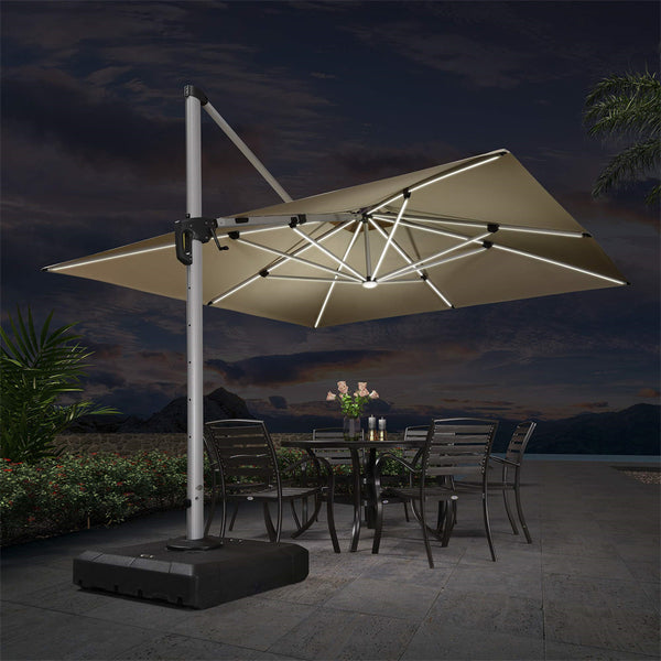 9' X 12' Double Top Deluxe Solar Powered LED Rectangle Patio