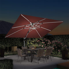 9' X 12' Double Top Deluxe Solar Powered LED Rectangle Patio Umbrella Offset Hanging Umbrella