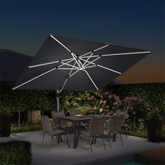 9' X 12' Double Top Deluxe Solar Powered LED Rectangle Patio Umbrella Offset Hanging Umbrella