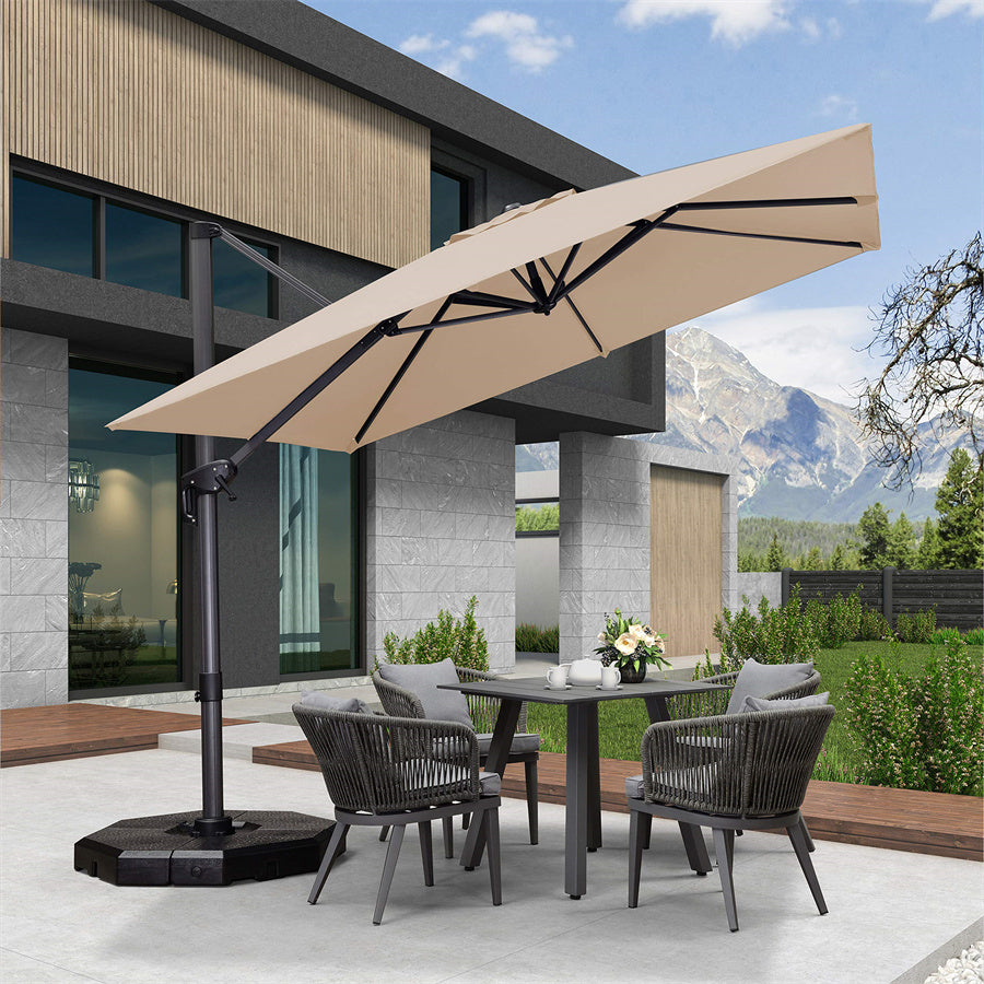 Patio Umbrella Outdoor Cantilever Square Umbrella Aluminum Offset Umbrella with 360-degree Rotation